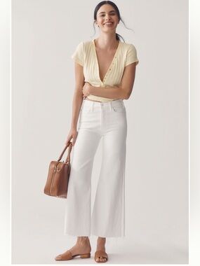 MOTHER The Hustler Ankle Fray Jeans White NWT Sz 27